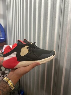 Y-3 Black Sneaker with Red Heel Detail